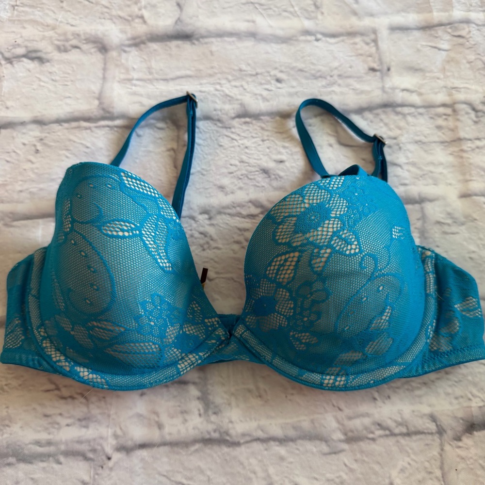 PINK Victoria’s Secret Bra 34B | Bright Blue Lace Total Sweetheart Demi
